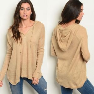 Women's Tan Hooded Tunic Top